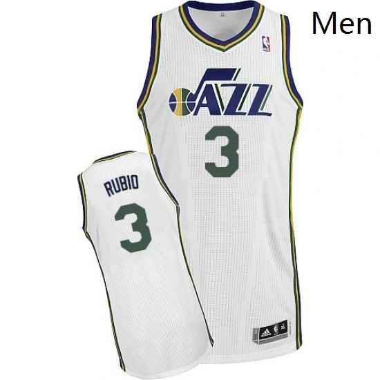 Mens Adidas Utah Jazz 3 Ricky Rubio Authentic White Home NBA Jersey